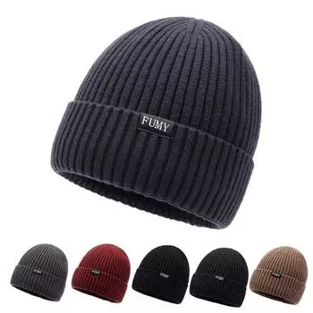 Шапка Сезонная шерстяная шапка флисовая утолщенная вязаная шапка Защитная шапка-пуловер Шапка для холода и теплая хлопковая шапка Adjustable красный