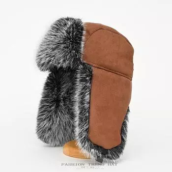 Шапка Shaggy Thunderbolt для мужчин и женщин, зимняя утолщенная и утепленная, локомотивная шапка из замши и меха, защитная шапка для ушей One Size чёрный