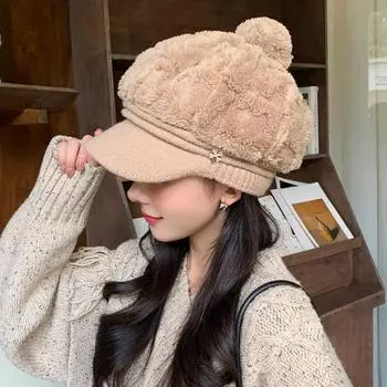 Шапка Шапка Женская зимняя флисовая теплая плюшевая шапка Универсальная сезонная модная шапка