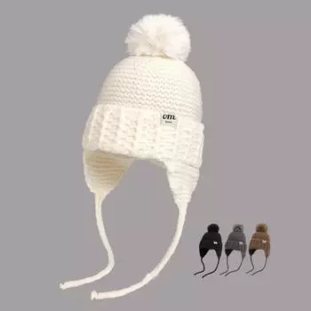 Шапка-шар из шерсти, вязаная детская, симпатичная, с длинными косами, зимняя, универсальная, теплая, с защитой от ушей, шерстяная шапка, лыжная, Thunder Peak M55-58cm белый
