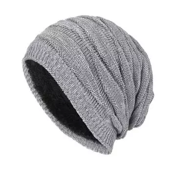 Шапка шерстяная вязаная Tide Winter Plus Velvet Warm Diamond Shape Hedging Men s Outdoor Cap