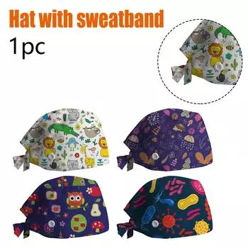 Шапка-скраб с пуговицами, пышная шляпа с лентой для женщин и мужчин