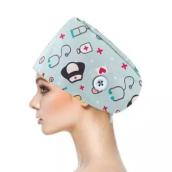 Шапка-скраб с пуговицами, пышная шляпа с лентой для женщин и мужчин