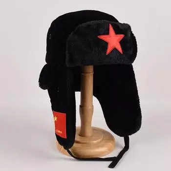 Шапка Thunderbird для мужчин, зимняя, теплая, детская, хлопковая, детская, для езды на велосипеде, красная, с пентаграммой, толстая, для холодной погоды One Size