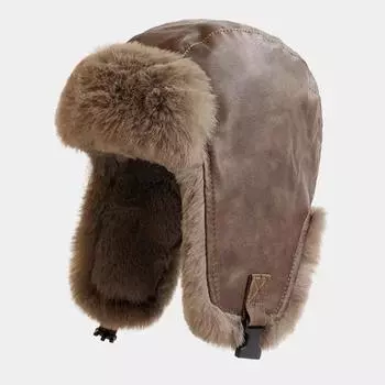 Шапка Thunderbolt, женская, осенне-зимняя, утепленная, из искусственной кожи, плюшевая, для катания на лыжах, холодная, защитная, для полетов, мужская One Size светло-коричневого