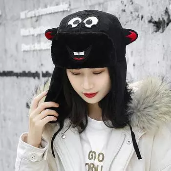 Шапка Thunderbolt женская симпатичная хлопковая мужская зимняя утолщенная теплая защита ушей осенняя молодежная шапка-локомотив One Size