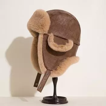 Шапка Thunderbolt женская симпатичная хлопковая мужская зимняя утолщенная теплая защита ушей осенняя молодежная шапка-локомотив One Size коричневый