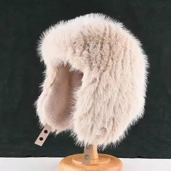 Шапка Thunderbolt, женская зимняя плюшевая утолщенная защитная шапка для ушей, модная, имитация соболиного меха, защита от ветра, холода и снега, теплая шапка для сельской местности One Size белый