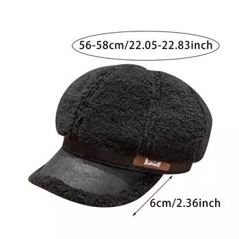 Шапка унисекс из овечьей шерсти, зимняя теплая бархатная шапка для женщин, женская утолщенная шляпа-панама из овечьей шерсти для рыбалки One Size чёрный