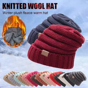 Шапка унисекс в стиле хип-хоп, теплая зимняя шерстяная вязаная лыжная шапка с напуском, шапка 22*23cm
