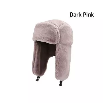 Шапка-ушанка с отворотом, толстая плюшевая шапка-бомбер, зимняя шапка, русская ушанка, снежные шапки темно-розовый