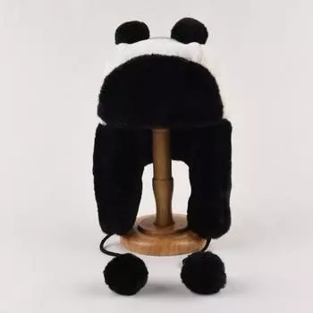 Шапка Valley Ailing Panda Женская зимняя шапка Lei Feng Мужская теплая черно-белая плюшевая защита ушей для активного отдыха Милая лыжная шапка One Size