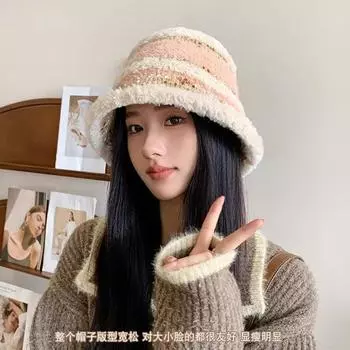 Шапка женская 2024 года, новая осенне-зимняя утепленная панама, ветрозащитная и холодная, теплая, с защитой от ушей, вязаная пушистая шапка