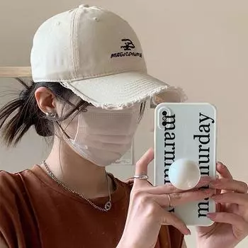 Шапка женская бейсболка 2024 года в стиле ретро с рваными краями весна-лето повседневная универсальная большая окружность головы показывающая лицо маленькая спортивная кепка Adjustable-B-23