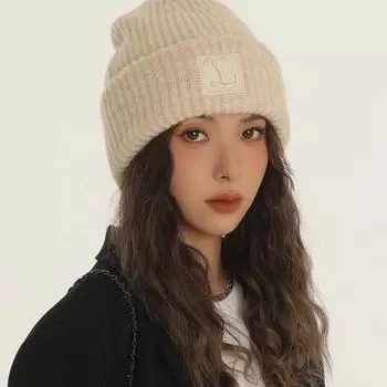 Шапка женская большая окружность головы шерстяная шапка свободная теплая ворсовая холодная шапка показывающая лицо маленькие защитные наушники вязаная шапка прилив