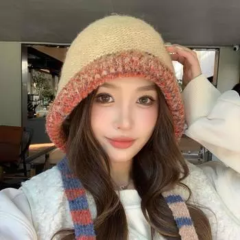 Шапка женская Dopamine цветная вязаная шерстяная шапка на шнурке зимняя теплая шапка-ушанка average size