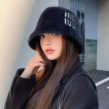 Шапка женская легкая роскошная искусственная кроличья шерсть панама зимняя теплая утолщенная шапка-ракушка