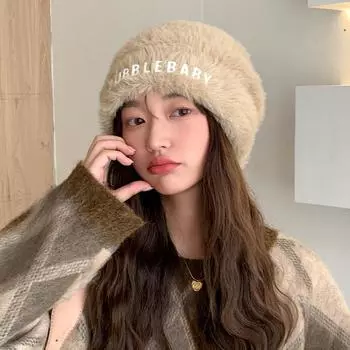 Шапка женская модная вязаная шерстяная шапка с буквами зимняя плюшевая шапка для укладки теплая холодная шапка толстая