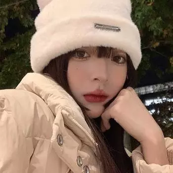 Шапка женская молочная почти медвежья шапка-пуловер зимняя плюшевая шапка модная универсальная термоголовная шапка Tide