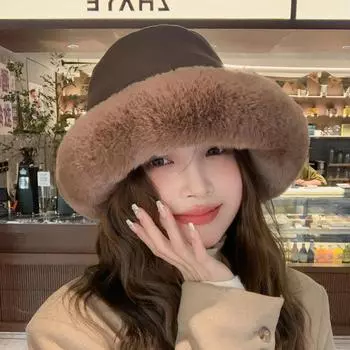 Шапка женская новая бархатная утолщенная теплая панама модная универсальная защитная шапка для ушей маленькая монгольская шапка прилив One Size