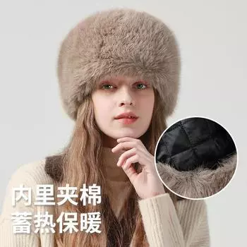 Шапка женская осенне-зимняя хлопковая шапка теплая монгольская шапка с маленьким лицом универсальная защитная наушника северо-восточная плюшевая шапка-ведро One Size