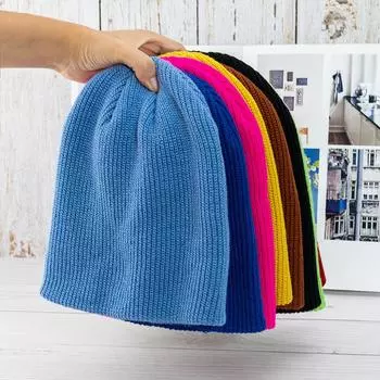 Шапка женская осенне-зимняя, озерно-синяя, универсальная шерстяная шапка, модная мужская, с отворотом, теплая, вязаная, шапка для пары, корейская шапка