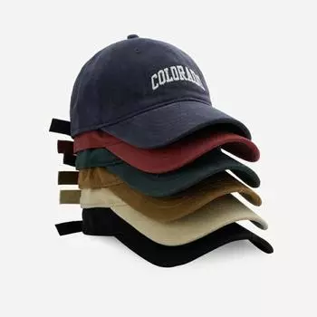 Шапка женская осенне-зимняя пара уличная вышитая буква бренда бейсболка кепка из стираного хлопка мужская M56-58cm серый