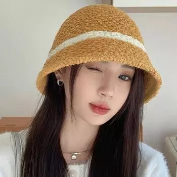 Шапка женская осенне-зимняя, плюшевая, теплая, рыболовная шапка с цветными блоками, корейская, большая, с окружностью головы, полосатая, вязаная шапка, модная