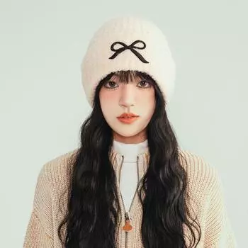 Шапка женская осенне-зимняя шерстяная шапка корейской версии новая милая универсальная холодная шапка защита ушей теплая вязаная шапка прилив M56-58cm