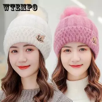 Шапка женская, осенне-зимняя, универсальная, бархатная, утолщенная, теплая, студенческая, защита ушей, шерстяная вязаная шапка для холодных месяцев One size