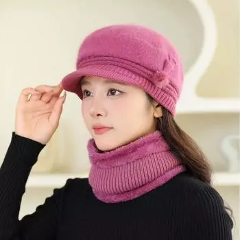 Шапка женская осенне-зимняя утолщенная теплая плюшевая шапка повседневная защитная плюшевая универсальная шапка для мам пожилая шапка average size