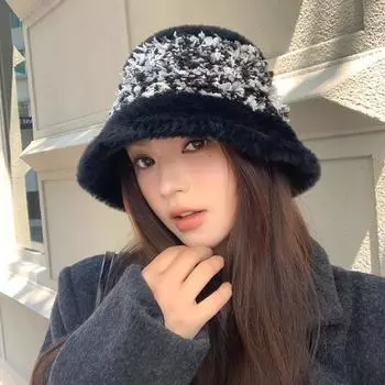 Шапка женская плюшевая вязаная шерстяная шапка зимняя теплая утолщенная панама универсальная шапка для умывания