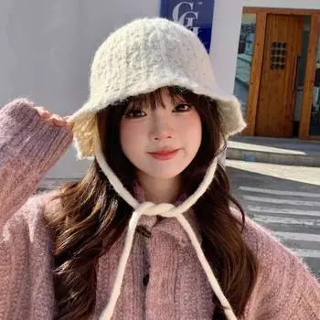 Шапка женская теплая модная парная однотонная утолщенная шерстяная шапка-мешок для головы протектор для ушей фланцевый пуловер шапка мужская