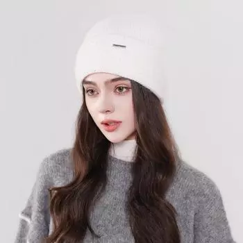 Шапка женская универсальная вязаная шерстяная шапка Iron Standard сохраняет тепло и показывает маленькое лицо в холодную погоду шапка с большой головой круглая шапка-пуловер Tide One Size