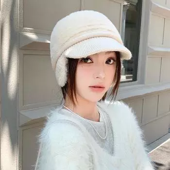 Шапка женская утолщенная теплая вязаная шерстяная шапка зимняя теплая для езды на велосипеде плюшевая защита для ушей