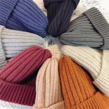 Шапка женская зимняя бархатная теплая шерстяная шапка мужская и женская универсальная вязаная шапка-пуловер утолщенная защитные уши шапка для холодного прилива M56-58cm жёлтый