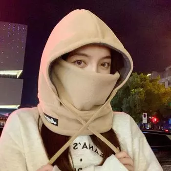 Шапка женская зимняя для верховой езды, холодная маска, интегрированный теплый шарф, пуловер с капюшоном, флисовая утолщенная ветрозащитная шапка Lei Feng