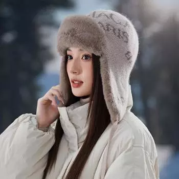 Шапка женская зимняя флисовая утолщенная шапка Lei Feng северо-восточная велосипедная теплая защитная шапка для ушей ветрозащитная холодная лыжная шерстяная шапка