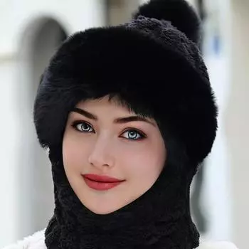 Шапка женская зимняя новая шарф маска интегрированный комплект из двух предметов ветрозащитная флисовая защитная шапка утолщенная теплая сумка головной убор