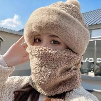Шапка женская зимняя новая теплая велосипедная ветрозащитная маска против холода утолщенная защита шеи шея и цельный шейный чехол one size