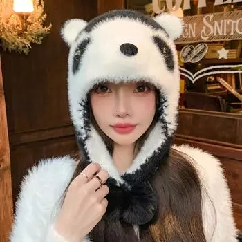 Шапка женская зимняя плюшевая шапка Lei Feng двухслойная утолщенная теплая защитная шапка для ушей северо-восточный холод милая универсальная шапка в виде щенка One Size