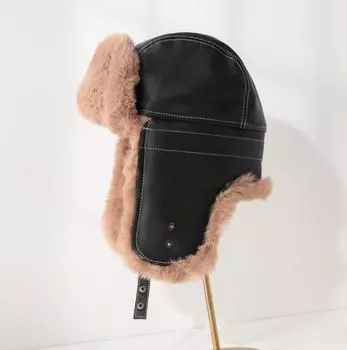 Шапка женская зимняя велосипедная электромобильная теплая защита ушей с подкладкой из утолщенного хлопка маска от ветра и холода мужская шапка Lei Feng One Size чёрный