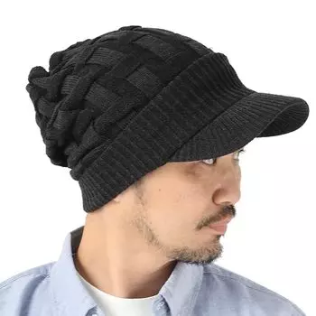 Шапка зимняя стильная вязаная шапка с полями для гольфа, рыбалки, акриловая перекрестная вязка, шапка-каска большого размера с глубокими широкими полями, защита от ультрафиолета, защита от ультрафиолета, осень-зима, защита от холода древесный уголь