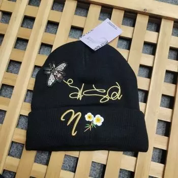 Шапки бини с вышивкой теплая мягкая вязаная шапка хип-хоп капор унисекс синий