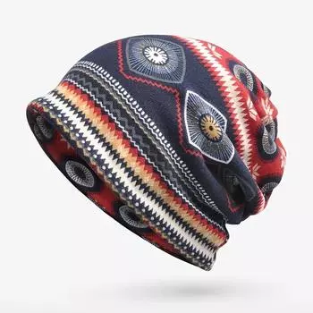 Шапки-бини в этническом стиле, зимняя кепка, повседневная шапка с черепом для мужчин и женщин, кепка в стиле хип-хоп, лыжная кепка красный