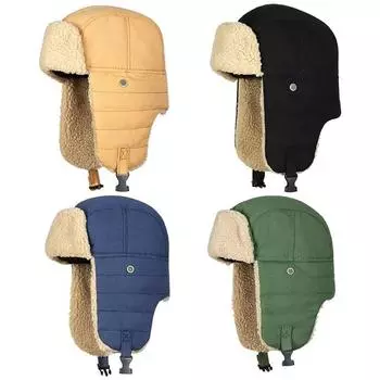 Шапки-бомберы для мужчин и женщин, зимняя теплая защитная шапка для верховой езды, хлопковая северо-восточная кепка пилота мотоцикла, русская ушанка, лыжный капор жёлтый