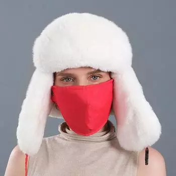 Шапки для людей среднего и пожилого возраста, шапка Lei Feng из кроличьей шерсти для мужчин и женщин, утепленная, для защиты ушей зимой, северо-восточная меховая хлопковая шапка One size красный