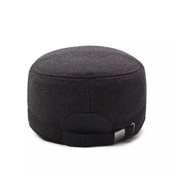 Шапки для людей среднего и пожилого возраста, мужская шерстяная шляпа с плоским верхом, термошапка, повседневная шапка для папы и дедушки, утолщенная защитная кепка для ушей Adjustable серый