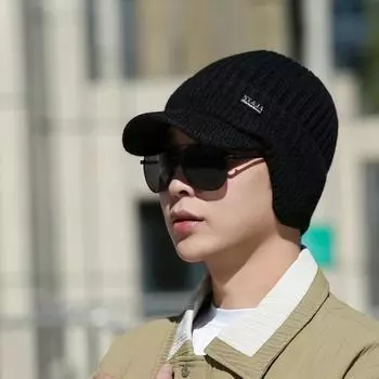 Шапки для людей среднего и пожилого возраста, новые зимние термошапки для мужчин, утепленные шерстяные шапки-мешки, мужские защитные наушники, вязаные шапки для пап one size fits all серый