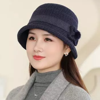 шапки для людей среднего возраста, пожилых людей, для детей, для осенне-зимних прогулок, теплые ветрозащитные, толстые шапки-тазики, вязаные шапки, шапки и кепки (Женский) One size бордовый